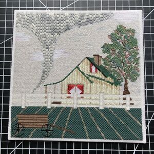 Needlepoint Wizard of Oz House Tornado Country Farmhouse Cross Stitch Embroidery